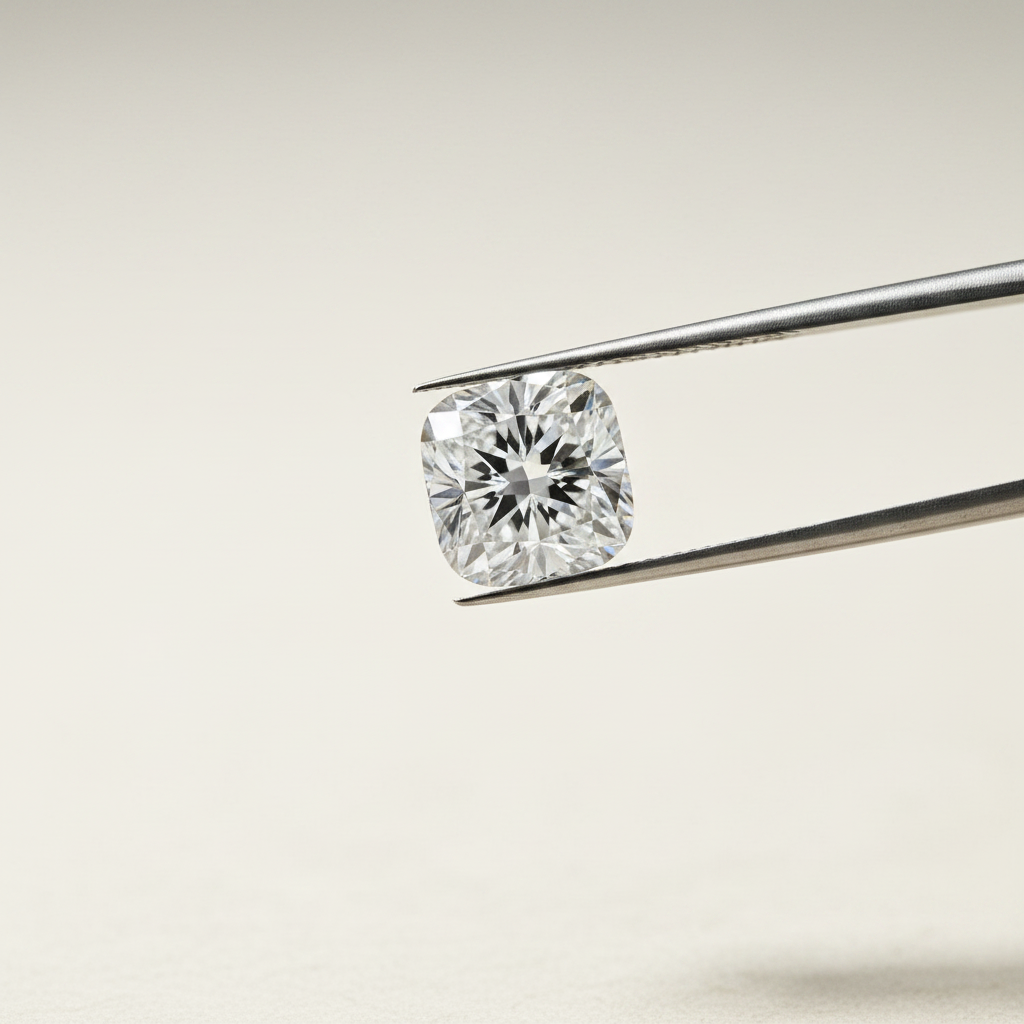 4,94 karaat kussengeslepen laboratorium-gegroeide diamant, VS1/E