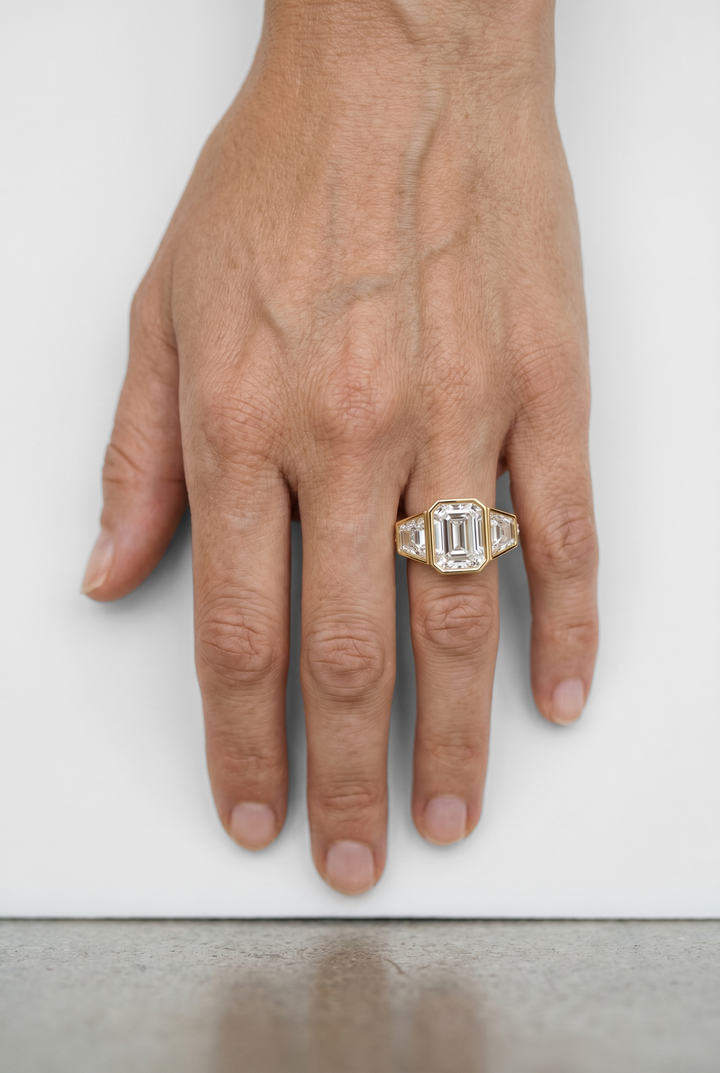 4 Carat Emerald Cut Lab Grown Diamond Engagement Ring