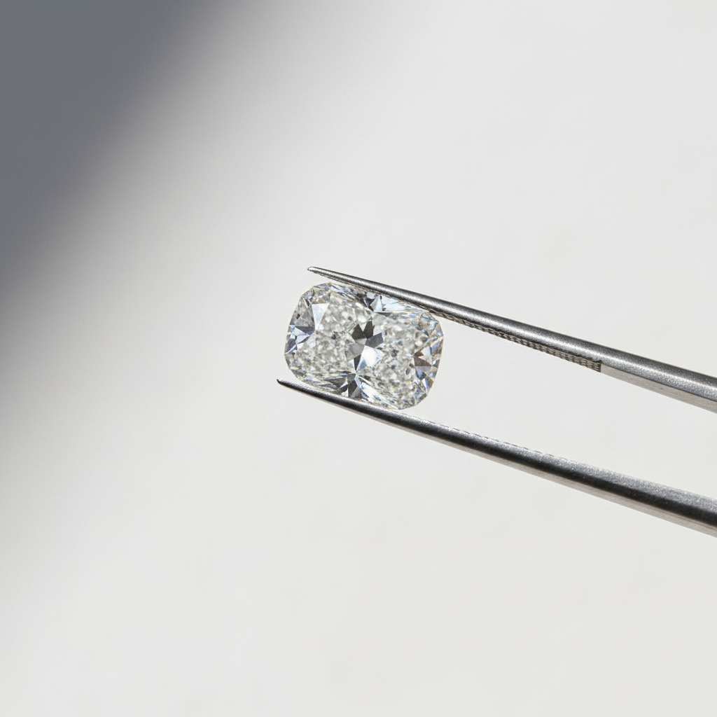 5,00 karaat kussengeslepen laboratorium-gegroeide diamant, VVS1/F