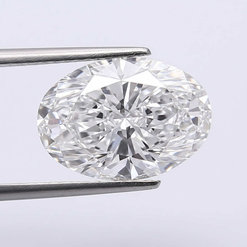 5,00 karaat ovale geslepen laboratoriumdiamant, VVS1/D