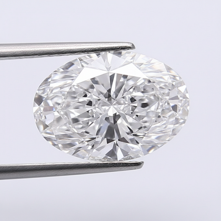 5,00 karaat ovale geslepen laboratoriumdiamant, VVS1/D