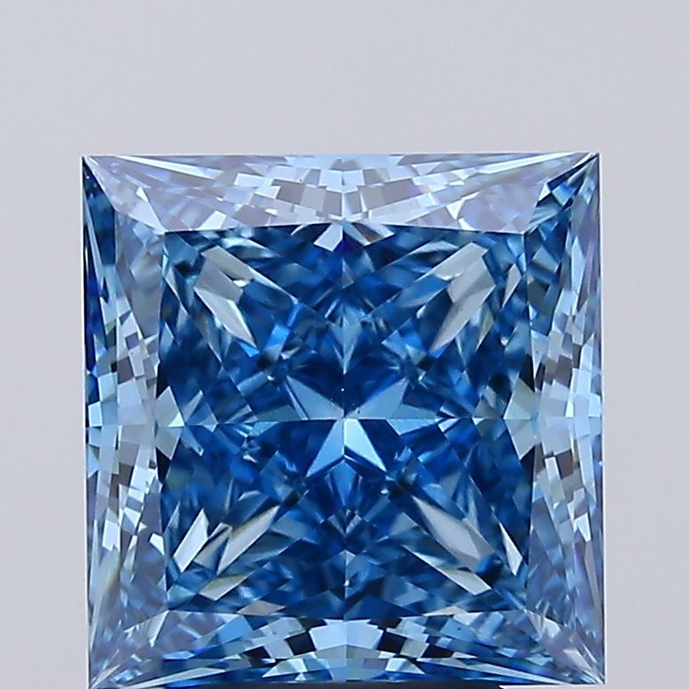5.00 Carat Princess Cut Lab Grown Diamond VS1Fancy Vivid Blue