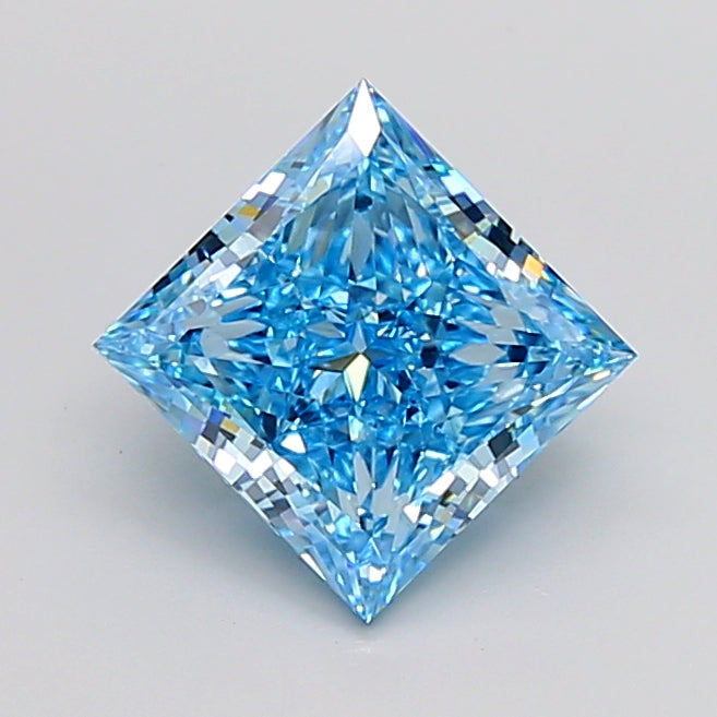 5.00 Carat Princess Cut Lab Grown Diamond VS1Fancy Vivid Blue
