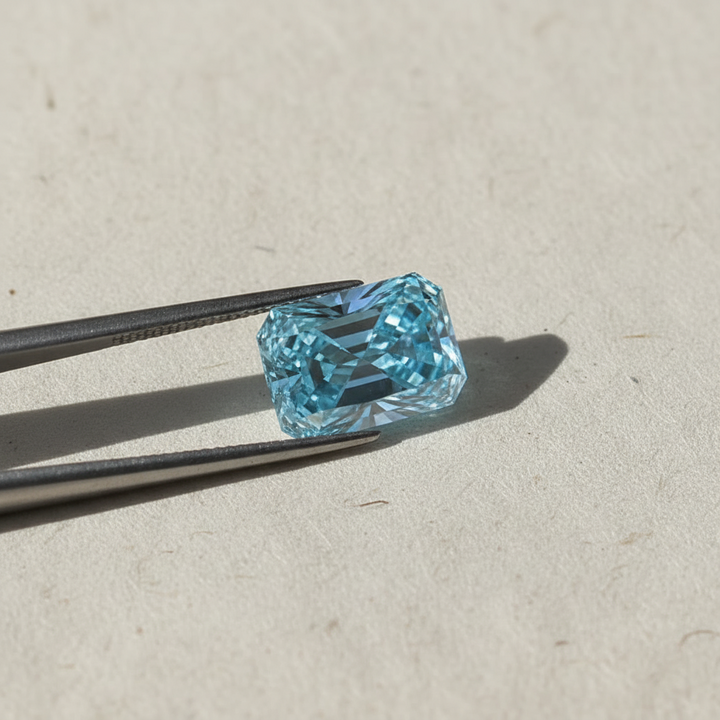 5,00 karaat stralend geslepen laboratoriumdiamant, VS1/fancy levendig blauw