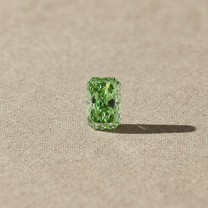 5.00 Carat Radiant Cut Lab Grown Diamond, VS1/Fancy Vivid Green