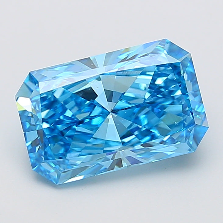 5.00 Carat Radiant Cut Lab Grown Diamond VS2Fancy Vivid Blue