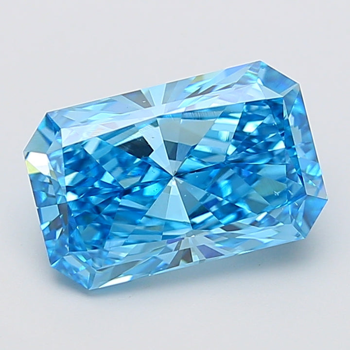 5.00 Carat Radiant Cut Lab Grown Diamond VS2Fancy Vivid Blue