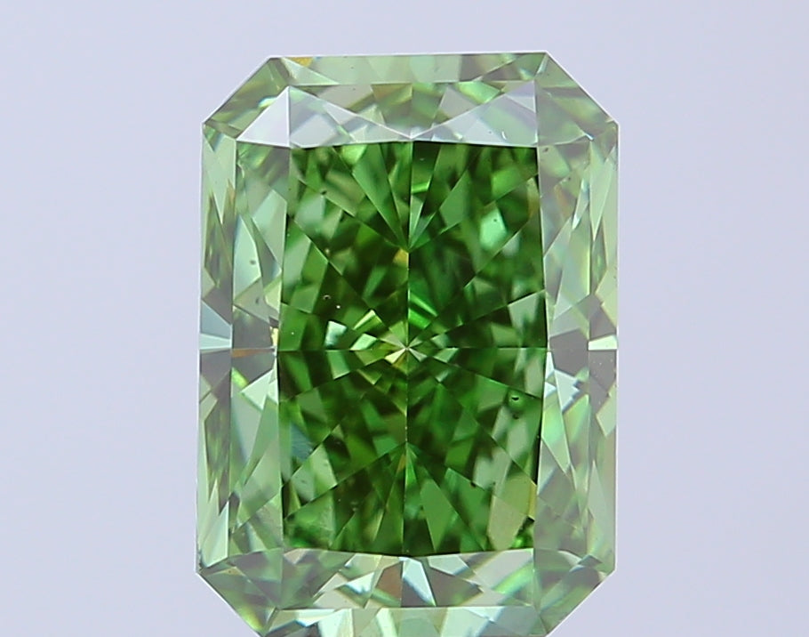 5.00 Carat Radiant Cut Lab Grown Diamond VS2Fancy Vivid Green