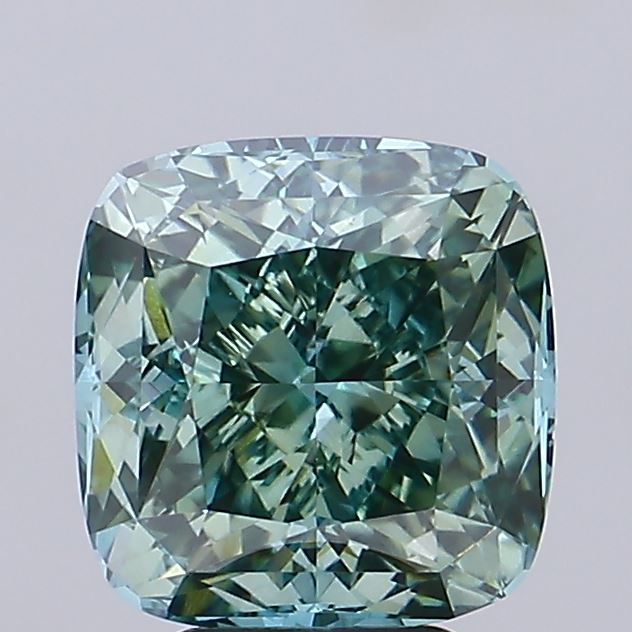 5,01 karaat kussen vierkant Lab Grown Diamond VS1 Fancy Vivid Green