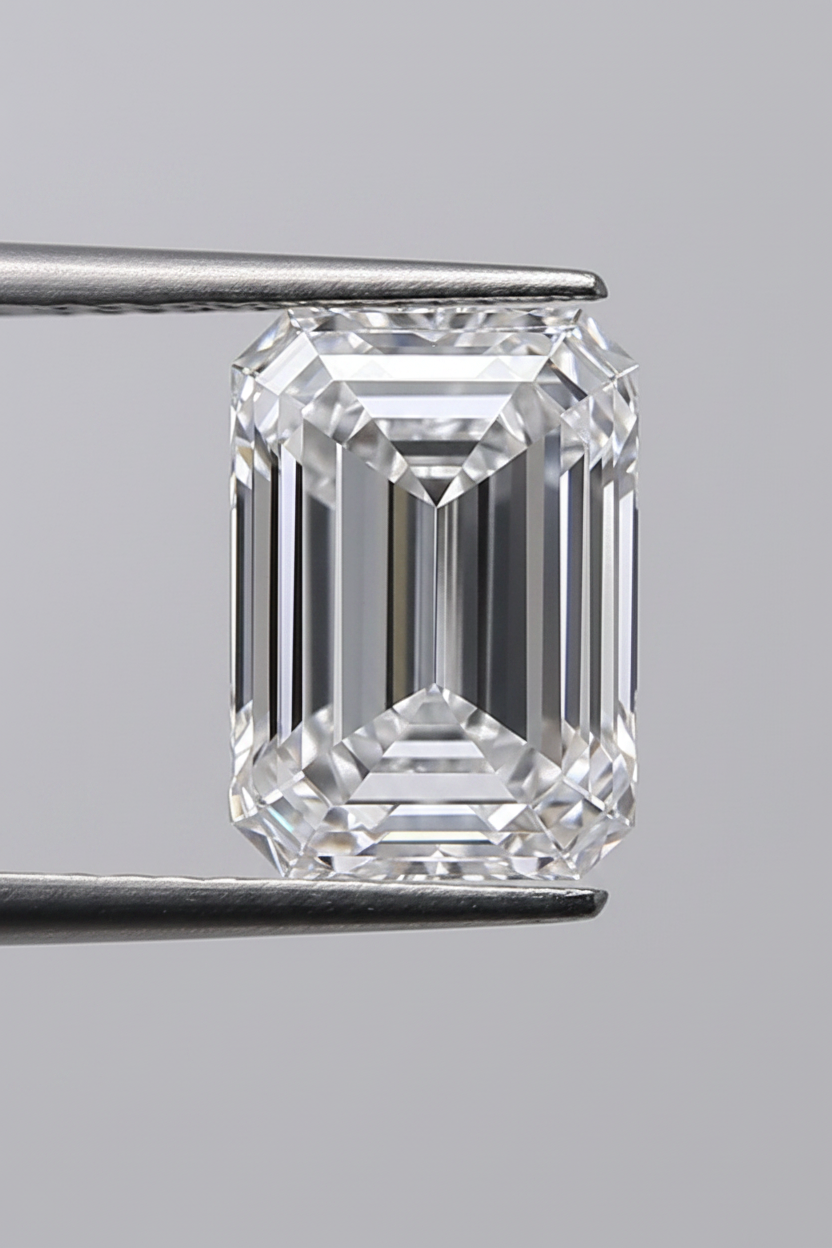 Diamant cultivé en laboratoire taille émeraude de 5,01 carats, VVS2/D