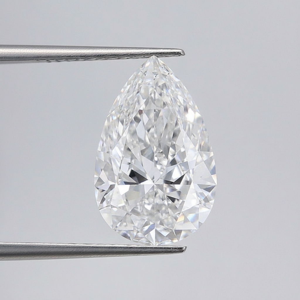 5.01 Carat D VS2 Pear Shape CVD Lab Grown Diamond IGI Certified
