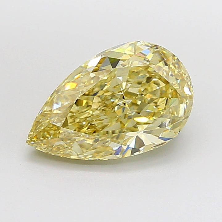Diamant cultivé en laboratoire, taille poire, 5,01 carats, VVS2, jaune fantaisie