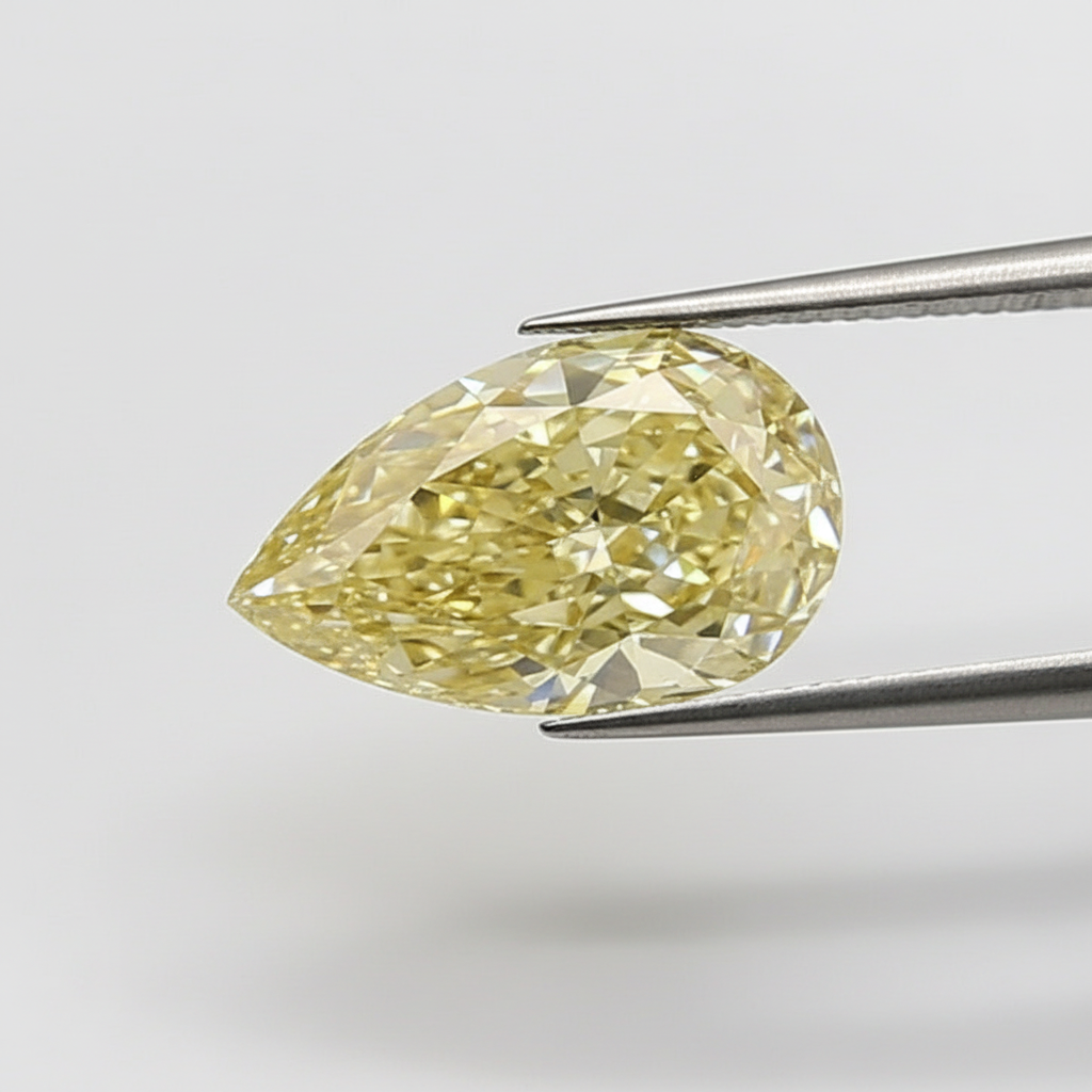 5.01 Carat Fancy Yellow VVS2 Pear Shape CVD Lab Grown Diamond IGI Certified
