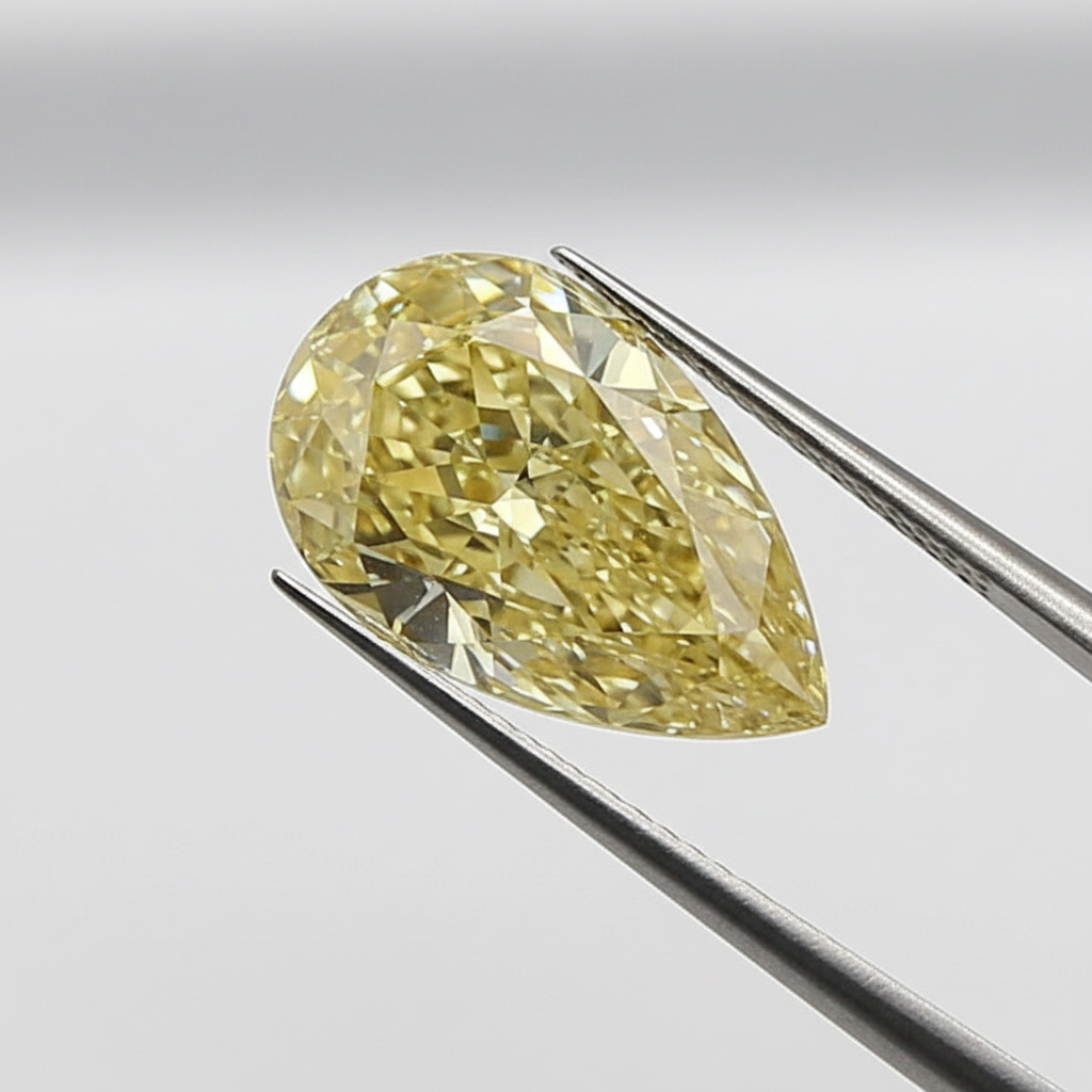 5.01 Carat Fancy Yellow VVS2 Pear Shape CVD Lab Grown Diamond IGI Certified
