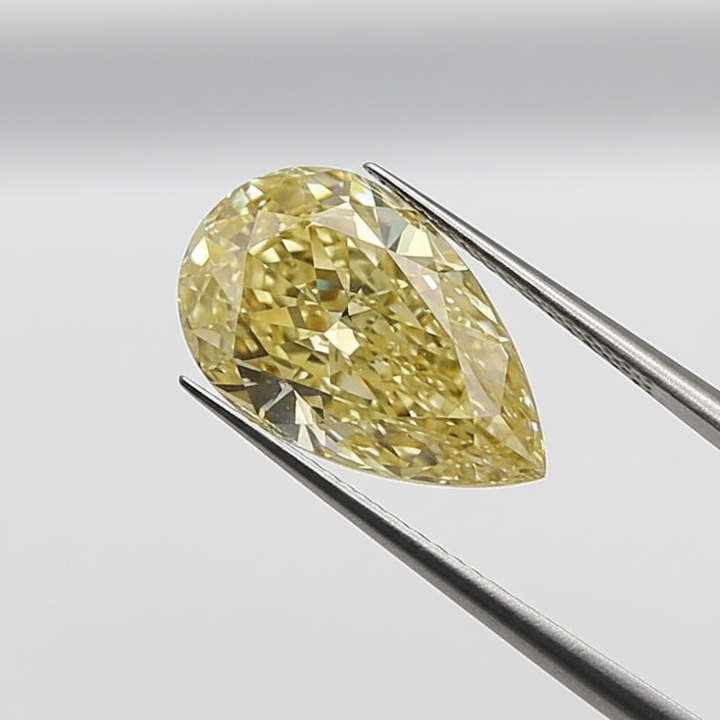 5.01 Carat Fancy Yellow VVS2 Pear Shape CVD Lab Grown Diamond IGI Certified
