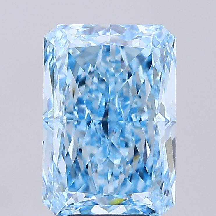 5.01 Carat Radiant Cut Lab Grown Diamond VS1Fancy Vivid Blue