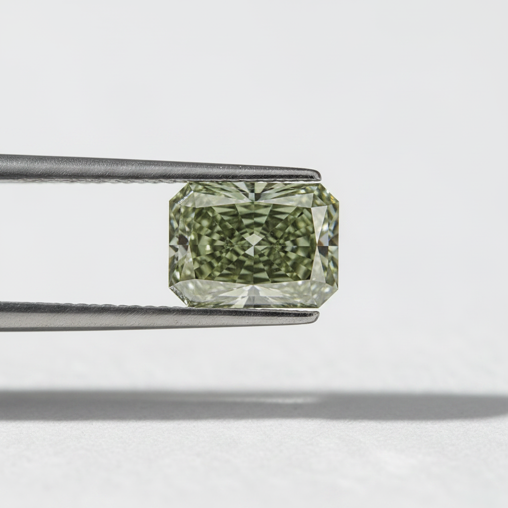 5,01 karaat Radiant Cut Lab Grown Diamond, VS2/Fancy Vivid Green