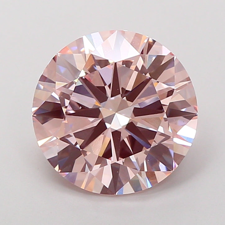 Diamante redondo cultivado en laboratorio de 5,01 quilates VS1 rosa intenso elegante
