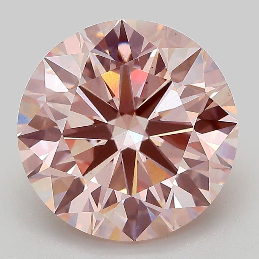 Diamante redondo cultivado en laboratorio de 5,01 quilates VS1 rosa elegante