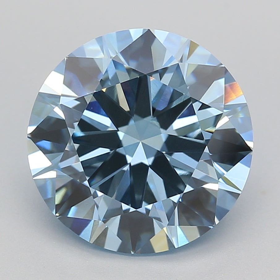 5.01 Carat Round Lab Grown Diamond VVS2 FANCY INTENSE BLUE
