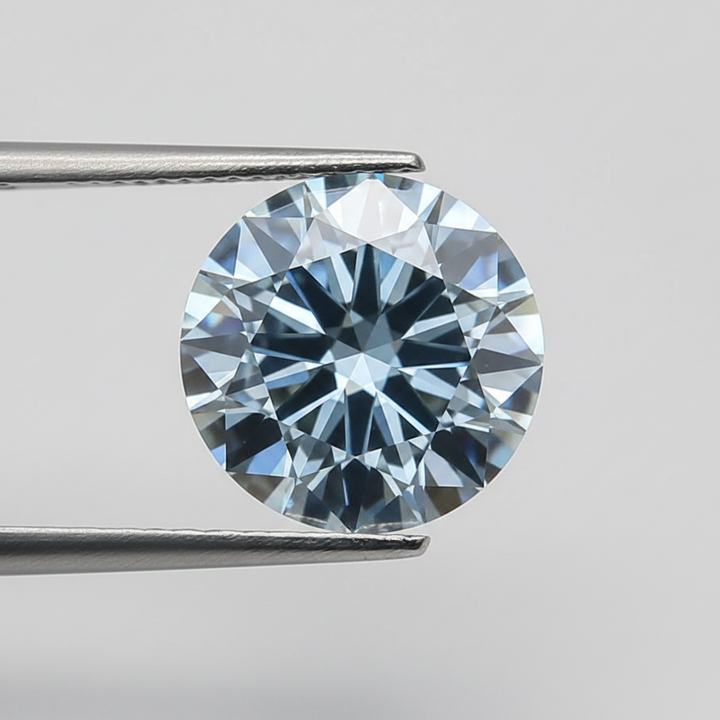 IGI Certified 5.01 Ct Fancy Intense Blue VVS2 Round CVD Lab Grown Diamond