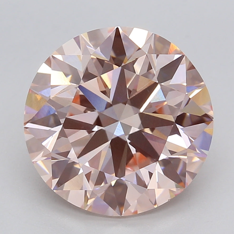 Diamante coltivato in laboratorio rotondo da 5,01 carati VVS2 FANCY ROSA INTENSO