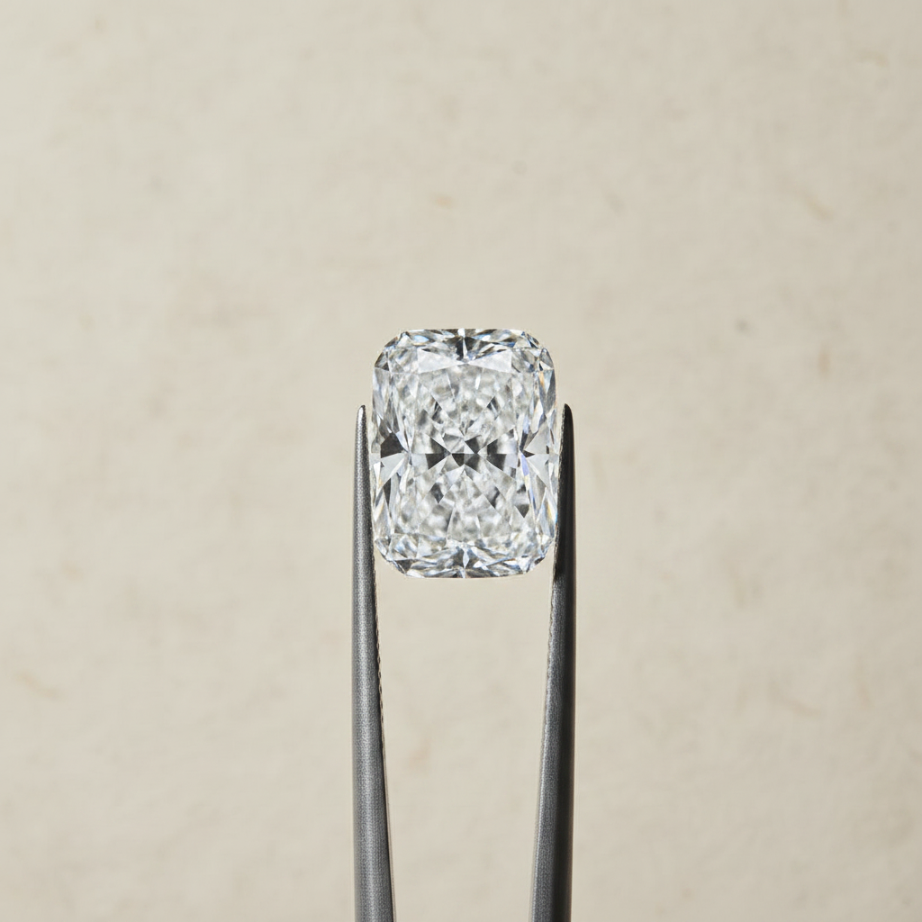 5,02 karaat kussengeslepen laboratorium-gegroeide diamant, VS2/D
