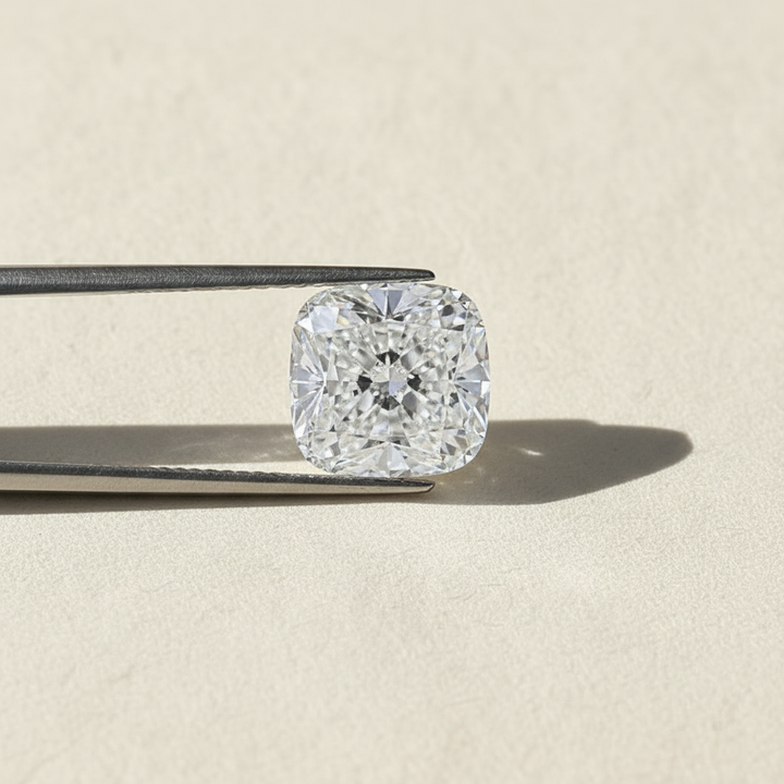 5,02 karaat kussengeslepen laboratorium-gegroeide diamant, VVS2/E