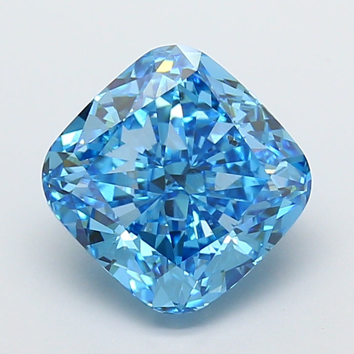 5.02 Carat Cushion Modified Lab Grown Diamond VS1Fancy Vivid Blue