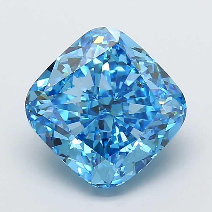 5,02 karaat kussen gemodificeerde lab-grown diamant VS1 fancy levendig blauw