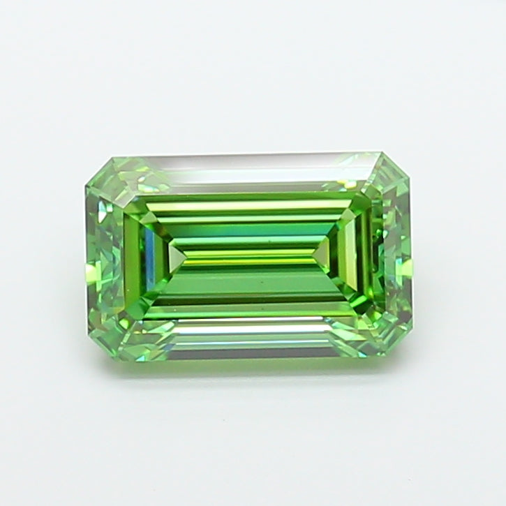 5.02 Carat Emerald Cut Lab Grown Diamond VS1Fancy Vivid Green
