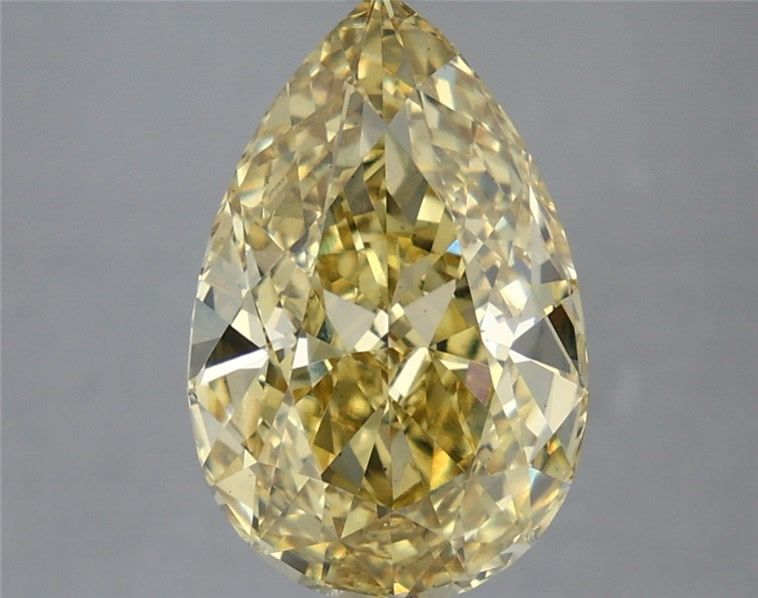 5.02 Carat Pear Cut Lab Grown Diamond VS1Fancy Intense Yellow