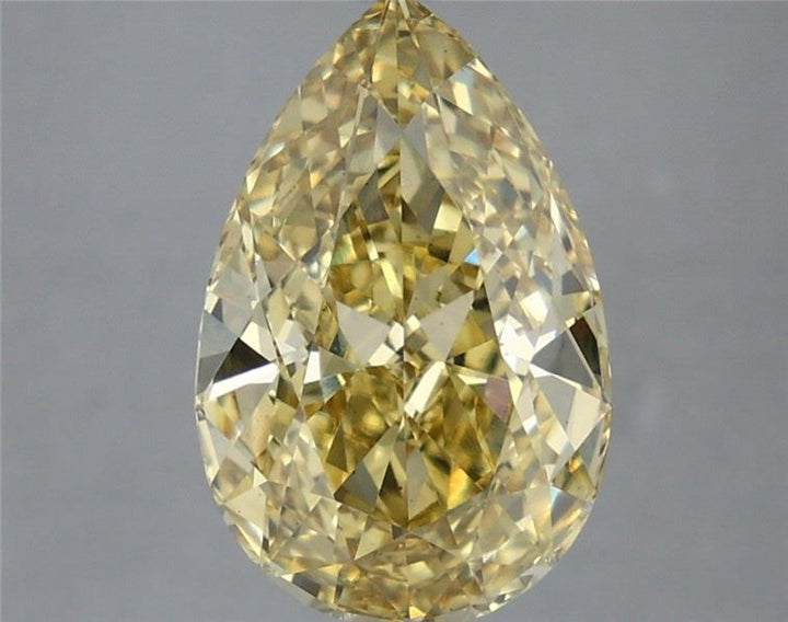 5.02 Carat Pear Cut Lab Grown Diamond VS1Fancy Intense Yellow