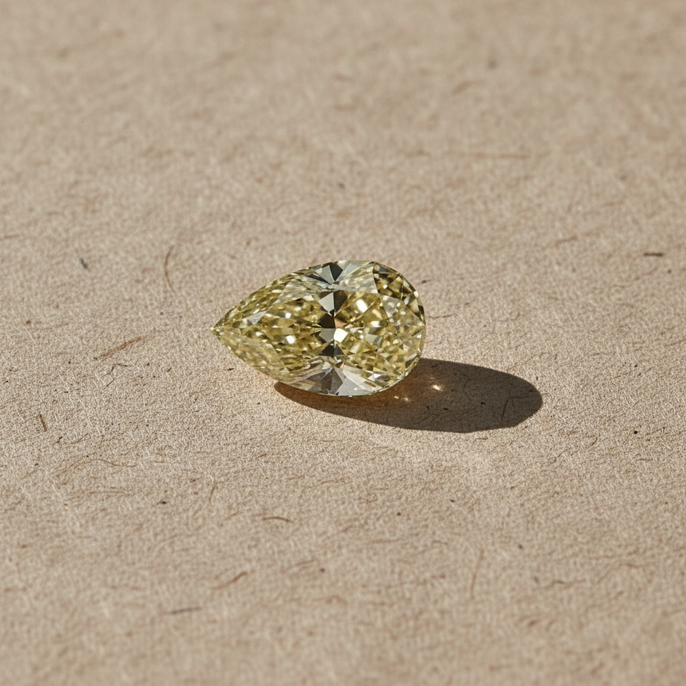 5.02 Carat Pear Cut Lab Grown Diamond VS1 Fancy Intense Yellow IGI Certified
