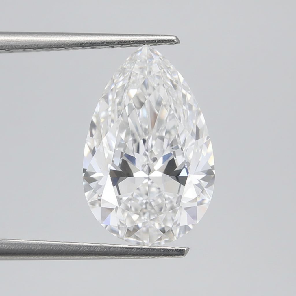 5.02 Carat D VS2 Pear Shape CVD Lab Grown Diamond IGI Certified
