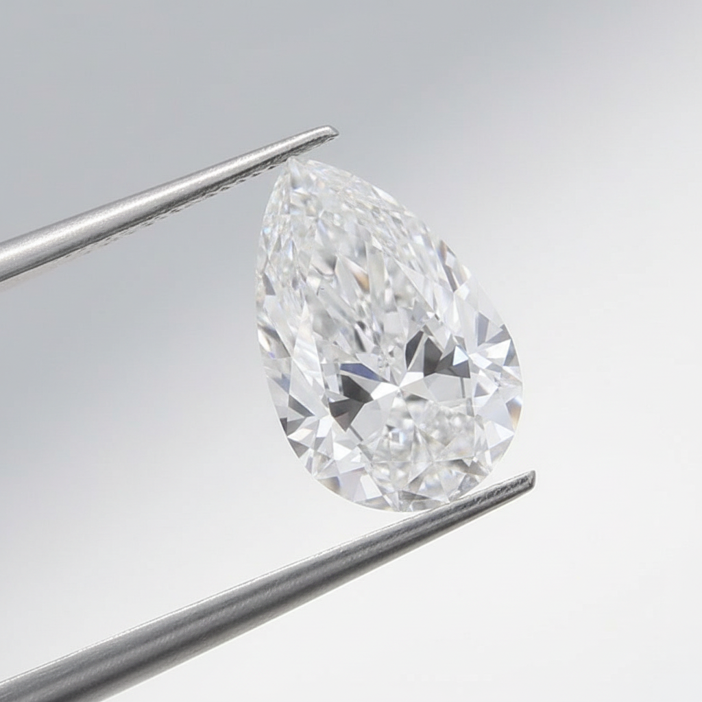 5.02 Carat D VS2 Pear Shape CVD Lab Grown Diamond IGI Certified
