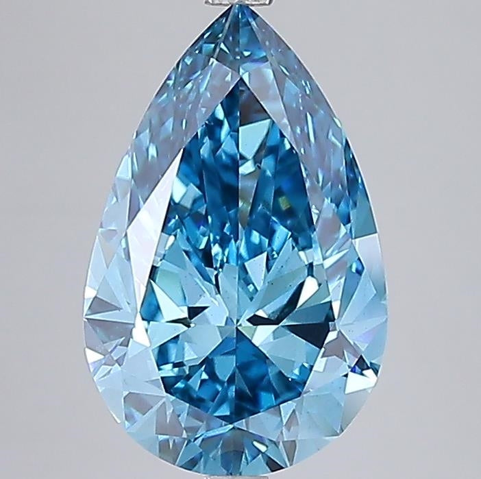Diamant cultivé en laboratoire taille poire de 5,02 carats VS bleu vif fantaisie
