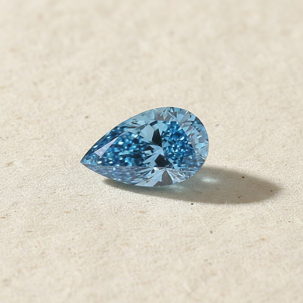 5.02 Carat Pear Cut Lab Grown Diamond VS2 Fancy Vivid Blue IGI Certified
