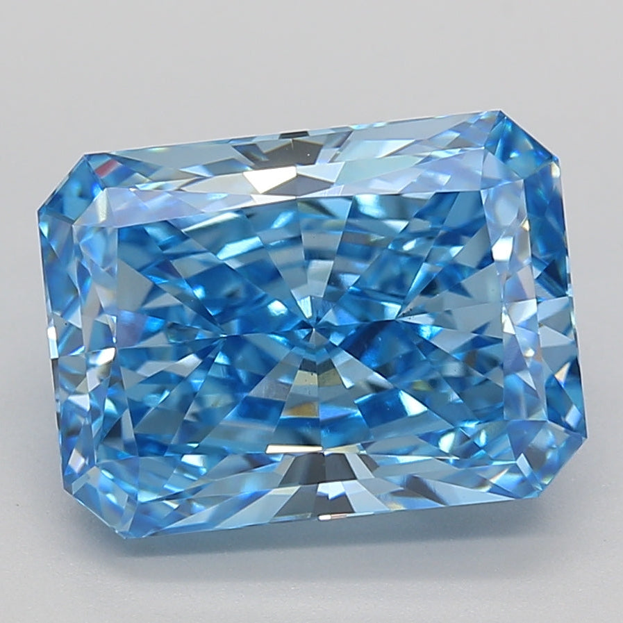Diamante cultivado em laboratório com corte radiante de 5,02 quilates FANCY VIVID BLUE VS1