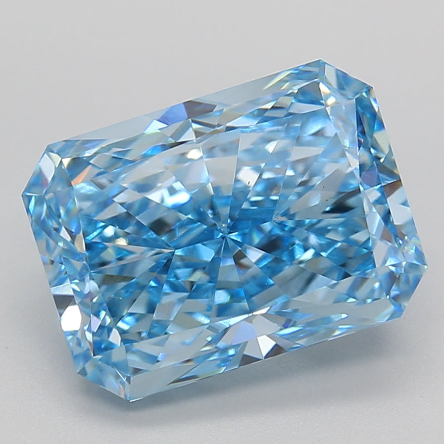 Diamante cultivado em laboratório com corte radiante de 5,02 quilates VS1 FANCY VIVID BLUE