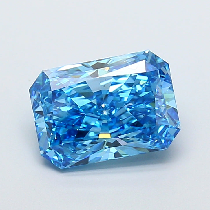 5.02 Carat Radiant Cut Lab Grown Diamond VS2Fancy Vivid Blue
