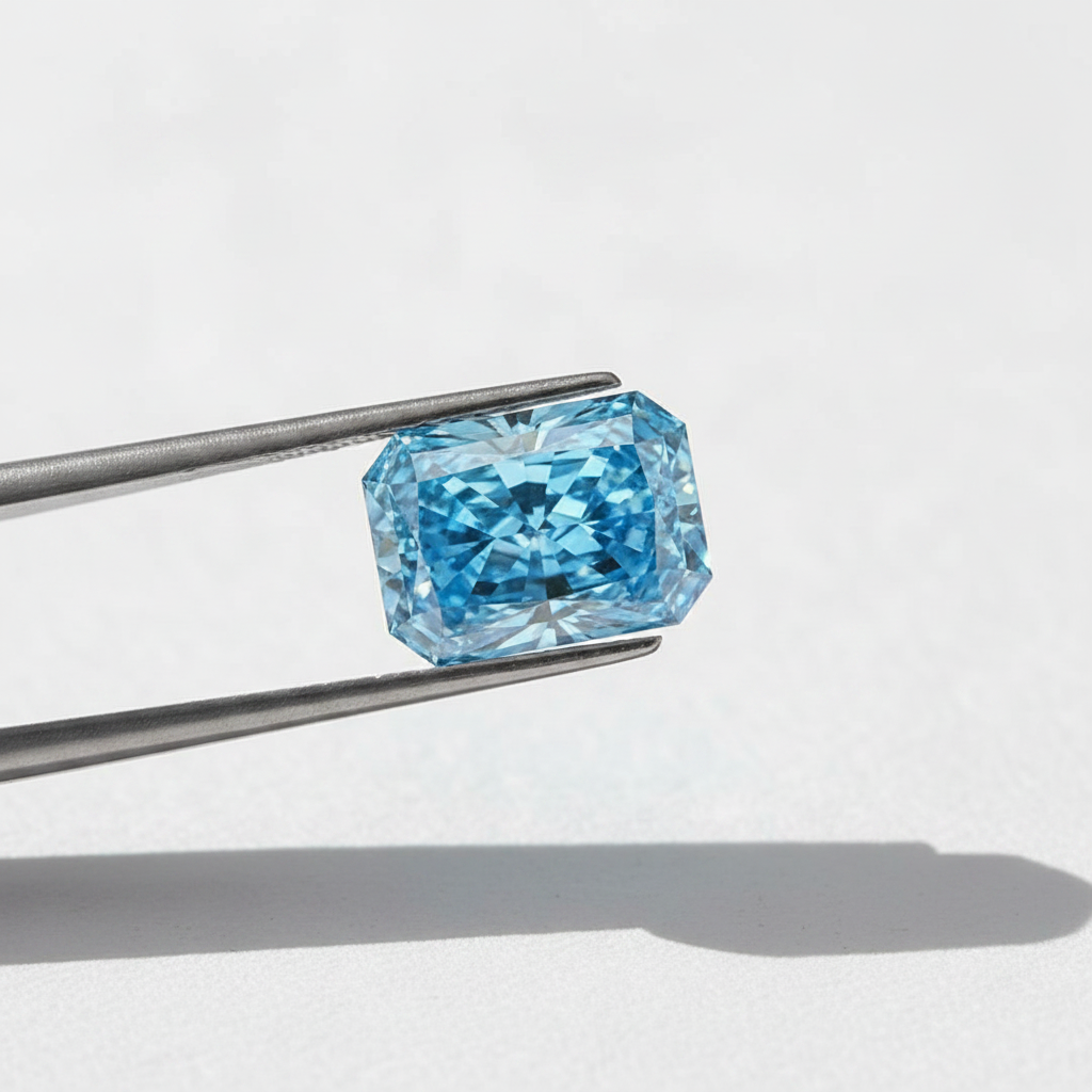 5,02 Karat strahlender, im Labor gezüchteter Diamant, VS2/Fancy Vivid Blue