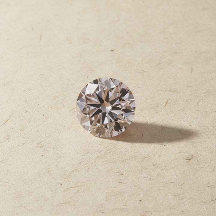 5,02 karaat ronde lab-gegroeide diamant, VS1/FANCY ROZE