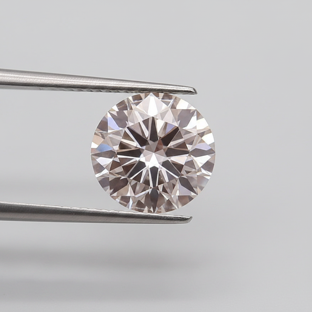 5,02 karaat ronde lab-gegroeide diamant, VS1/FANCY ROZE