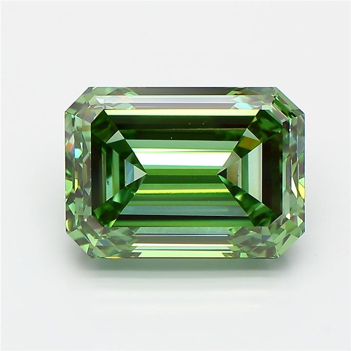 5.03 Carat Emerald Cut Lab Grown Diamond VS1Fancy Vivid Green