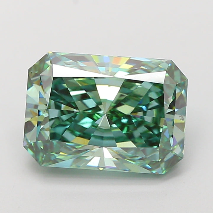 5.03 Carat Radiant Cut Lab Grown Diamond VS1Fancy Vivid Green