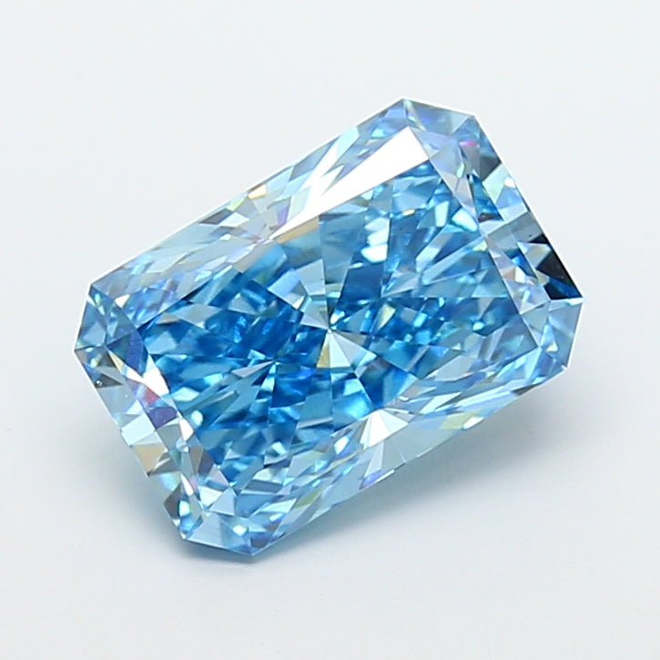 5.04 Carat Radiant Cut Lab Grown Diamond VS1Fancy Vivid Blue