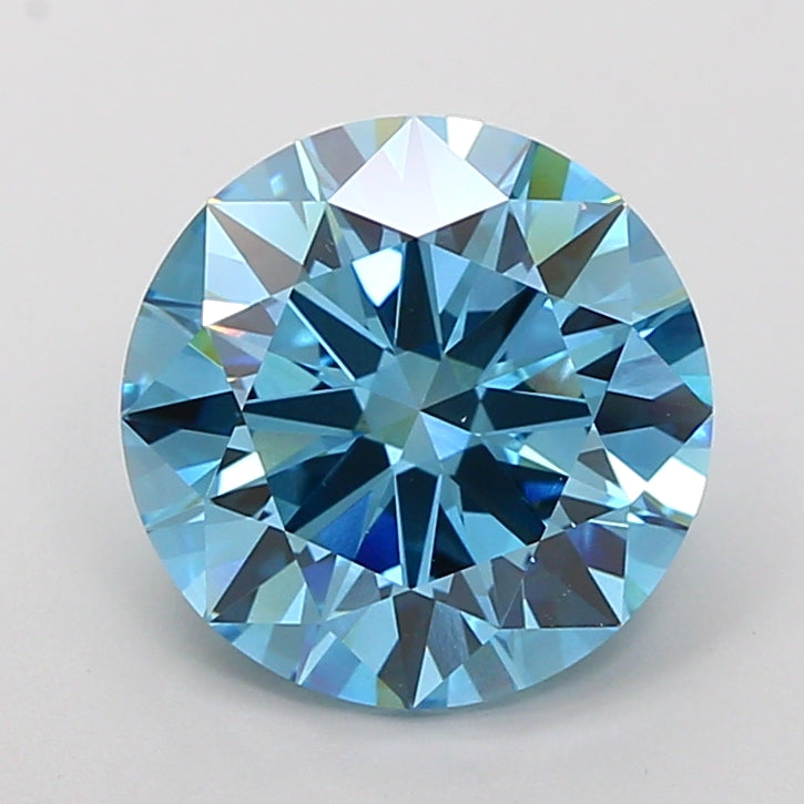 Diamante redondo cultivado en laboratorio de 5,04 quilates VS1 azul intenso elegante
