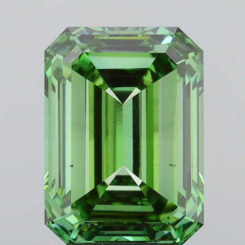 5.05 Carat Emerald Cut Lab Grown Diamond VS2Fancy Vivid Green