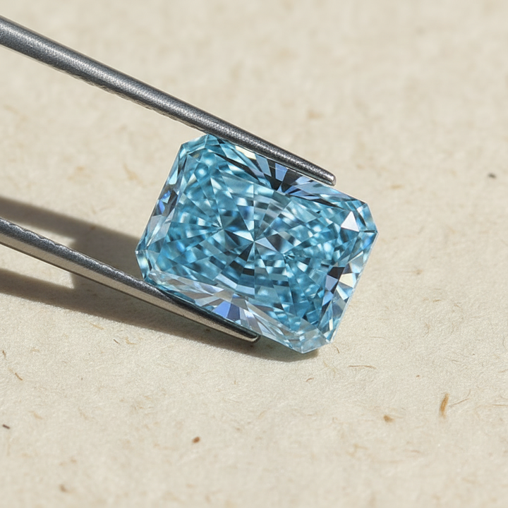 5,05 Karat strahlender, im Labor gezüchteter Diamant, VS1/FANCY VIVID BLUE